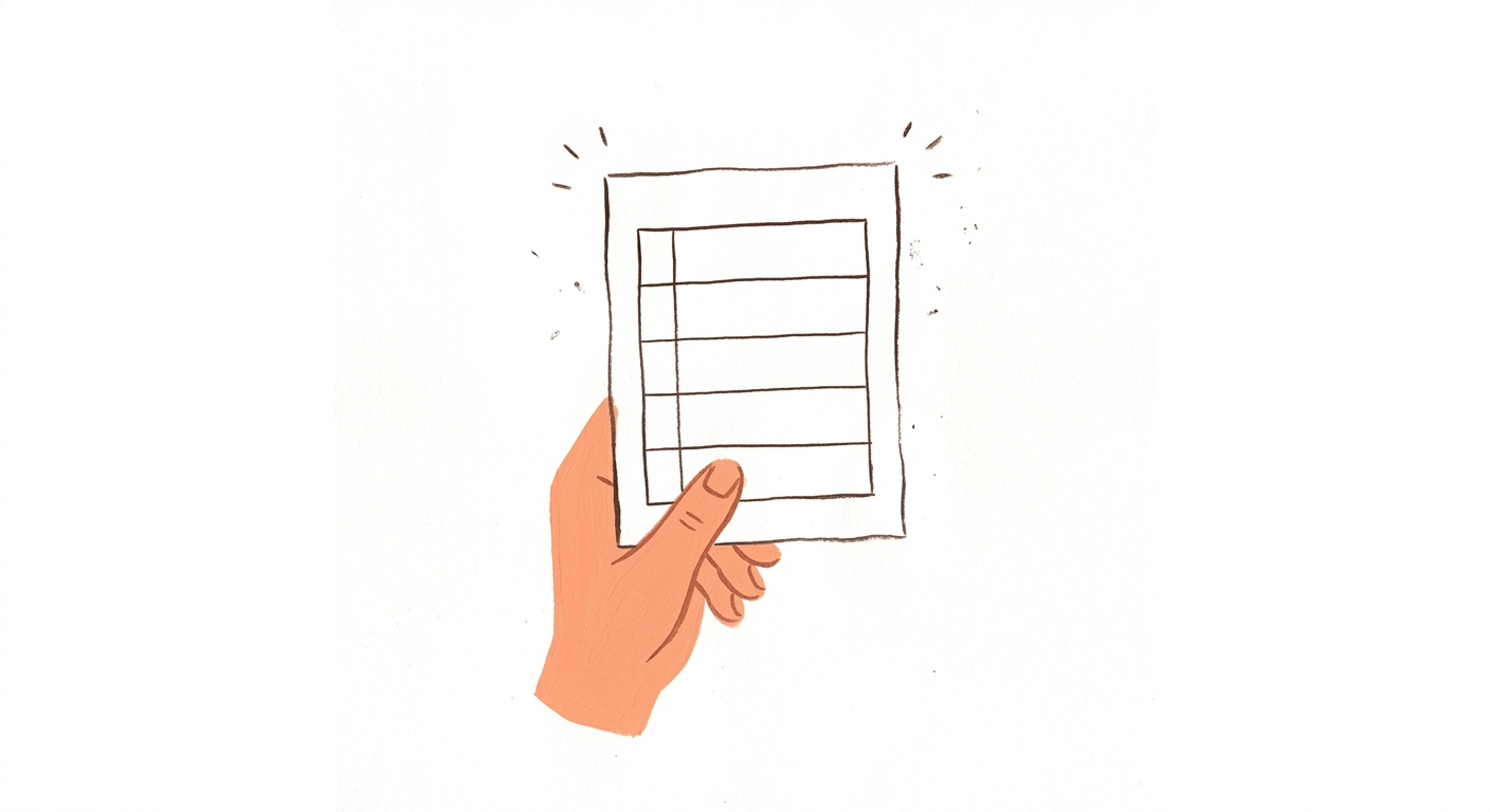 A hand holding up a ruled list of customers and pools.